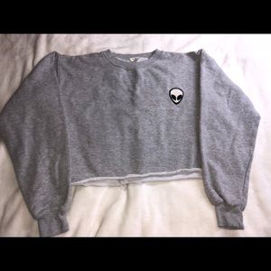Alien Patch Cropped Crewneck Sweatshirt